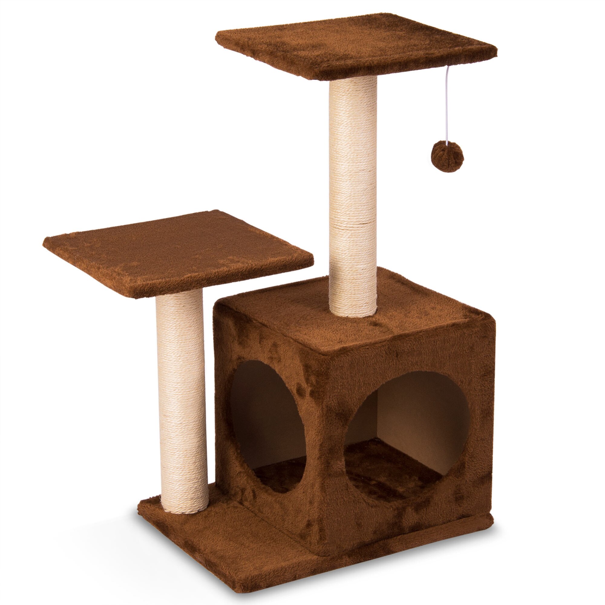 Ansamblu de joaca din sisal pentru pisici Pethaus, inaltime 74 cm, Maro