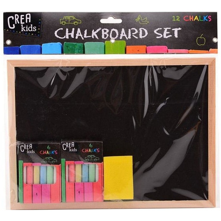 Crea kids fekete rajztábla krétákkal – 29x21 cm