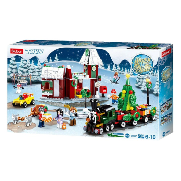 Set de constructie Sluban B0887, Oras, 565 piese, Multicolor