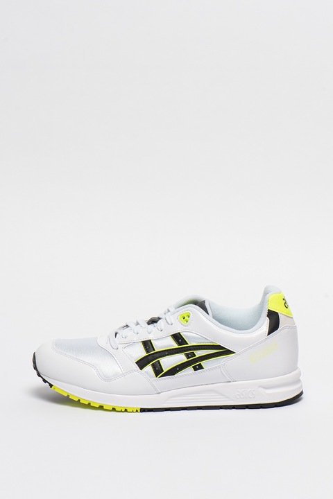 ASICS Tiger, Pantofi sport GEL SAGA, alb, negru, verde neon, 6.5