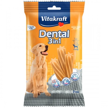 Recompensa pentru caini Vitakraft Dental Snack 3in1 Medium 180 g Recompensa pentru caini Vitakraft Dental Snack 3in1 Medium 180 g