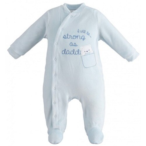 Salopeta baieti Ido bleu cu ursulet 9 luni