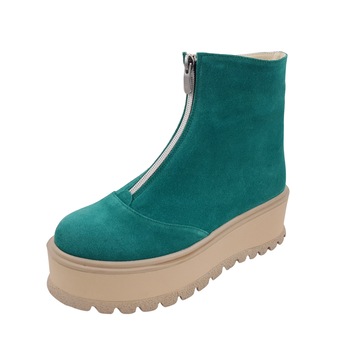 Ghete dama, SandAli, piele naturala, fermoar, talpa inalta, Verde Ghete dama, SandAli, piele naturala, fermoar, talpa inalta, Verde