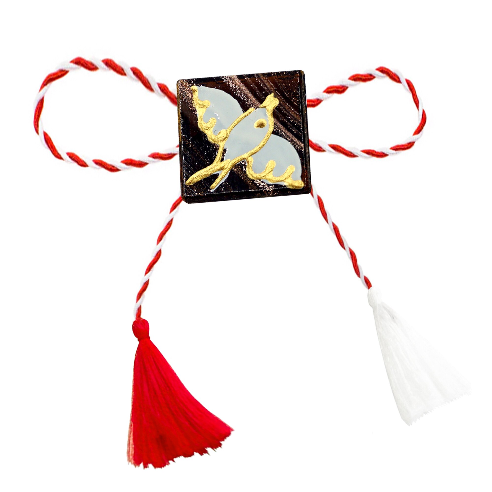 Martisor brosa handmade, pictat pe sticla, Regalo - Randunica, 2,2 cm