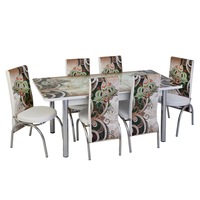 set masa extensibila clarisa cu 6 scaune cu model imprimat imagen 39_0_
0
