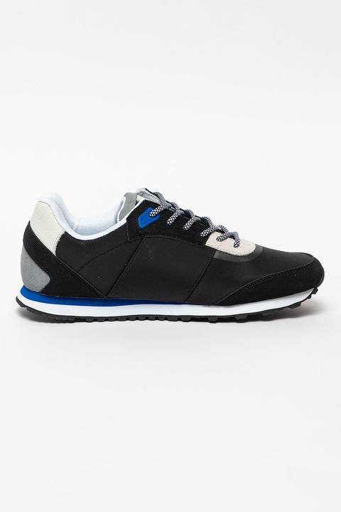 Automobili Lamborghini, Pantofi sport de piele intoarsa si material textil, Negru, 45