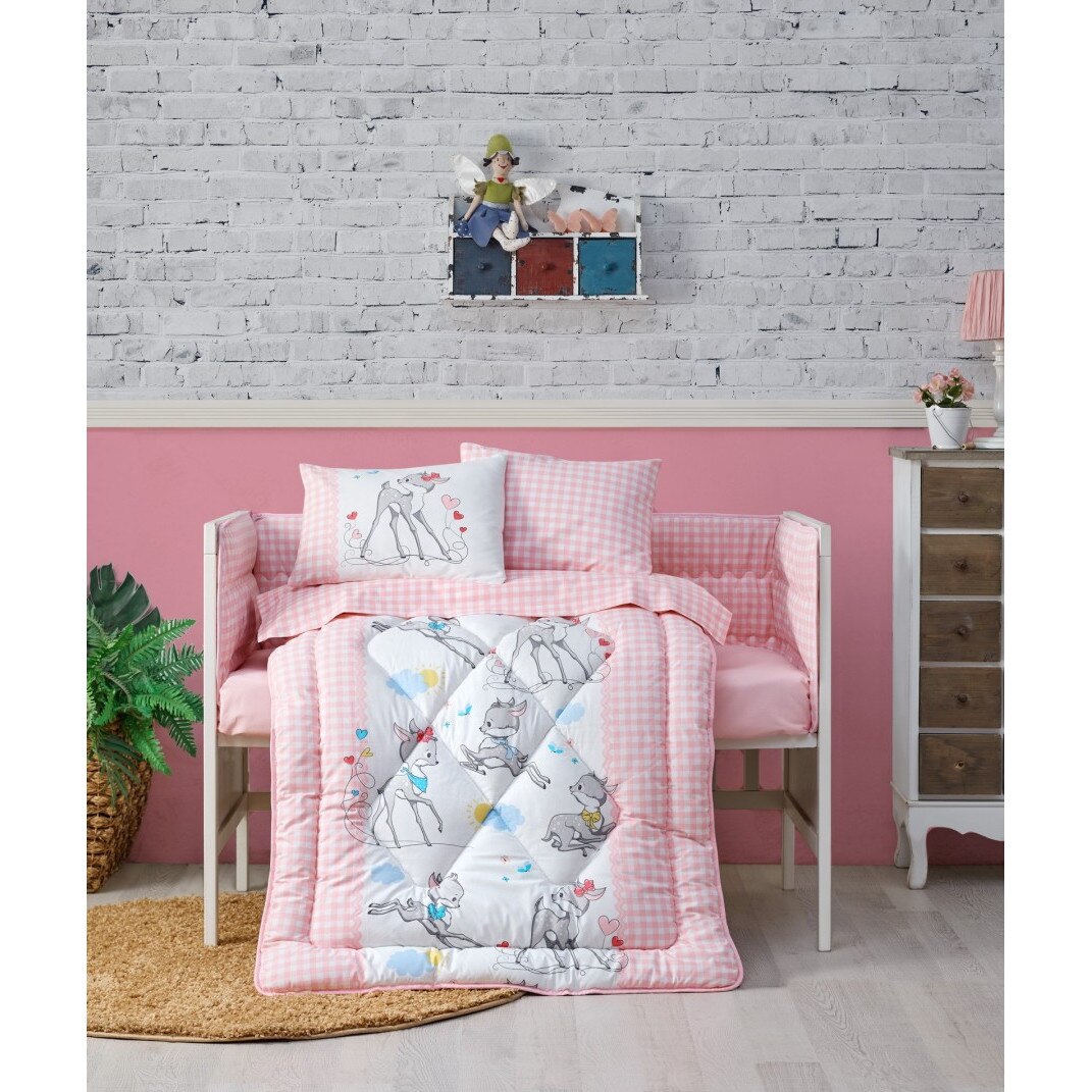 Set pentru bebelusi, bumbac 100% ranforce, 6 piese, Cotton Box, Bambi Pink