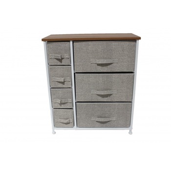 Comoda metalica cu 7 sertare,material textil,63 x 30 x 73 cm,maro Comoda metalica cu 7 sertare,material textil,63 x 30 x 73 cm,maro