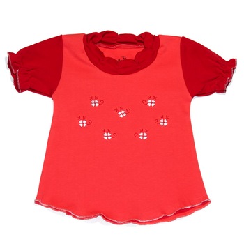 Tricou fetite Pifou, 1 an, flori, portocaliu rosu Tricou fetite Pifou, 1 an, flori, portocaliu rosu