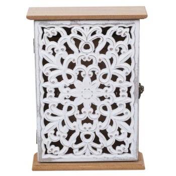 Suport pentru chei ,Zola®, alba, usa cu model,18.5x6x26 cm Suport pentru chei ,Zola®, alba, usa cu model,18.5x6x26 cm