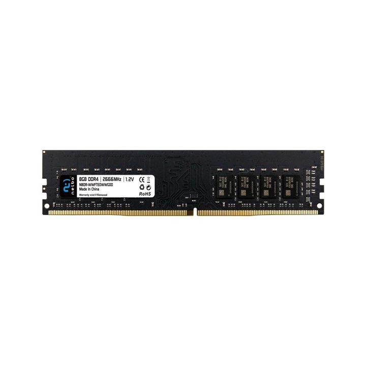 Memorie RAM 8 GB ddr4, 2666 Mhz, 1.2V CL17 Nelbo original, pentru calculator, black edition
