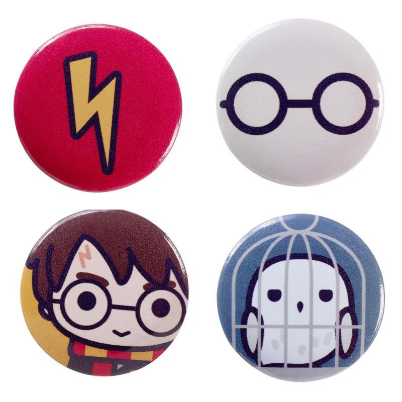 Set 4 Insigne Harry Potter , 2.5cm, Multicolor