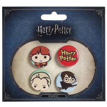 Set 4 Insigne Harry Potter - Ron , Draco, Harry Broom , 2.5cm, Multicolor Set 4 Insigne Harry Potter - Ron , Draco, Harry Broom , 2.5cm, Multicolor