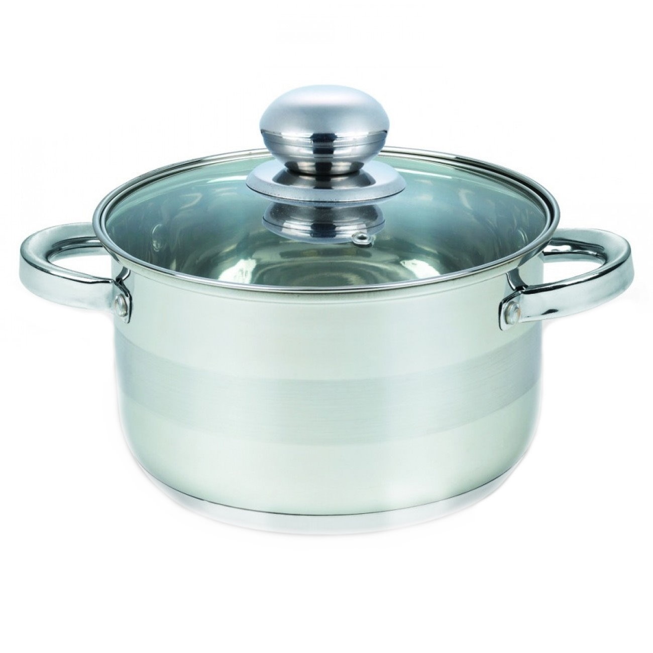 Oala cu capac Rosberg R51210B22, 22 cm, 5.1 litri, Fund capsulat, Inox