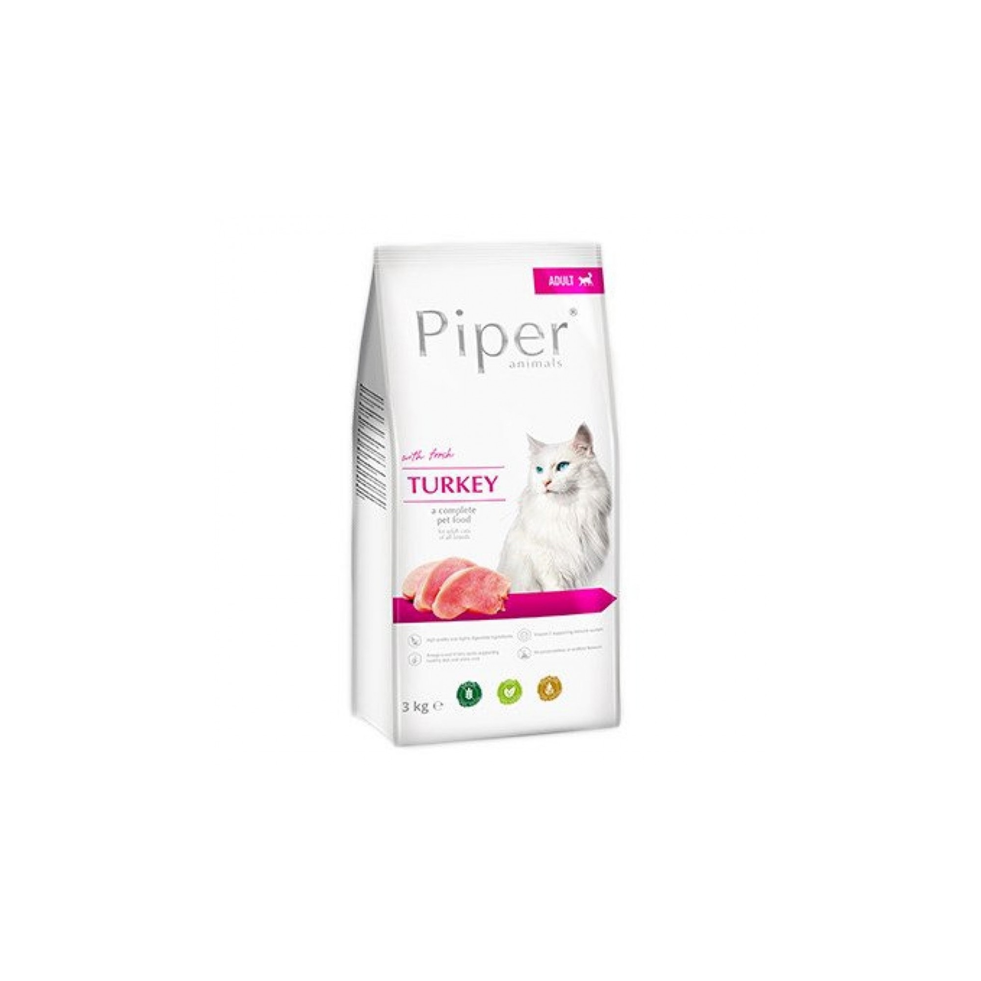 Hrana uscata pentru pisici Piper Adult, carne de curcan, 3kg