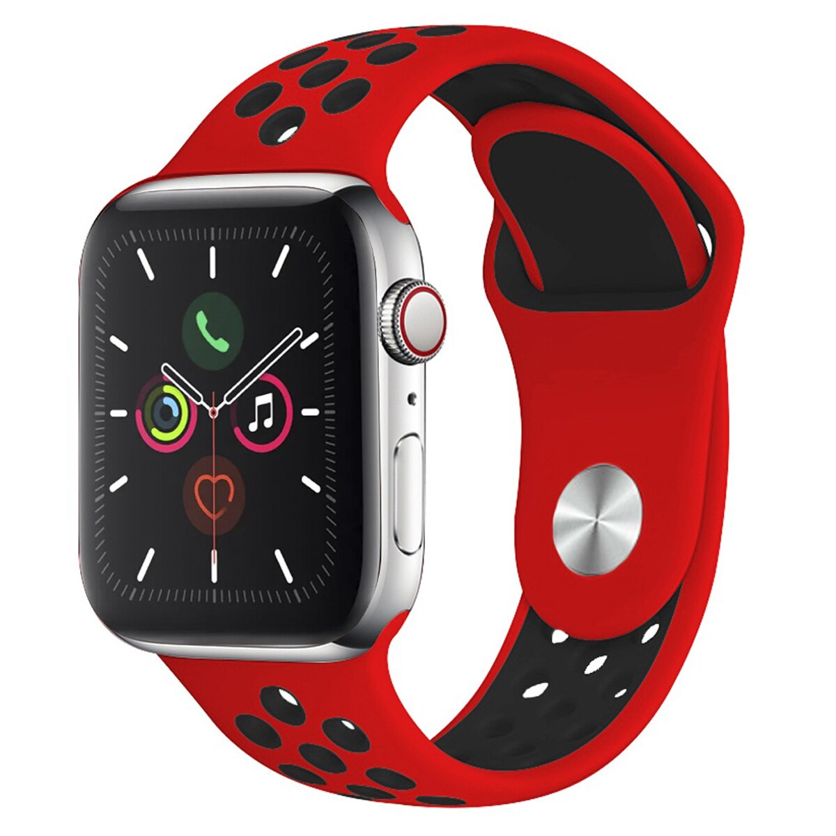 Curea silicon pentru Apple Watch 2/3/4/5/6, Bratara Silicon sport, Nike+, Edition 38/40 mm Rosu / Negru