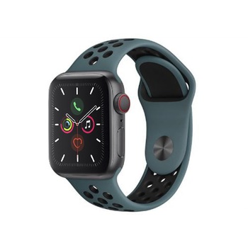 Curea silicon pentru Apple Watch 2/3/4/5/6, Bratara Silicon sport, Nike+, Edition, display 38mm, Turquoise / Negru Curea silicon pentru Apple Watch 2/3/4/5/6, Bratara Silicon sport, Nike+, Edition, display 38mm, Turquoise / Negru