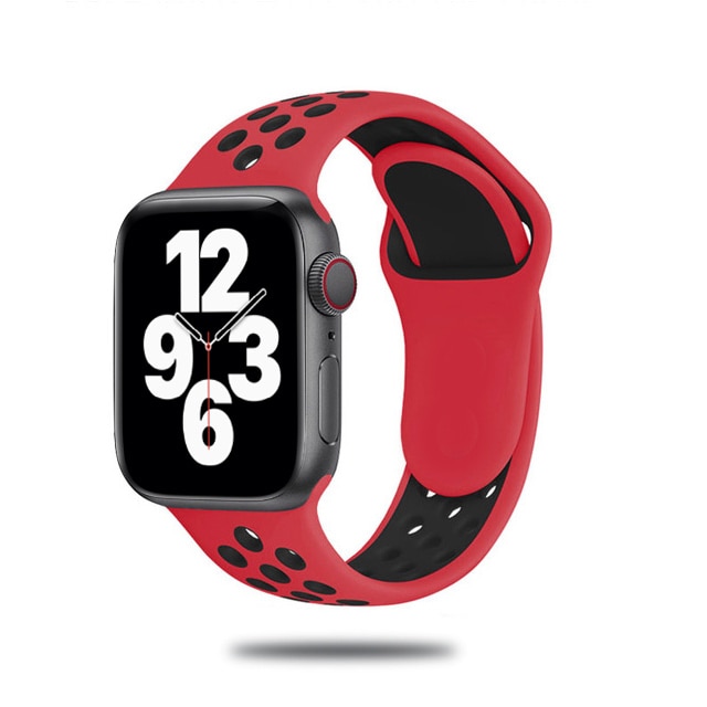 Curea silicon pentru Apple Watch 2/3/4/5/6, Bratara Silicon sport, Nike+, Edition, diagonala display 42/44 mm Rosu / Negru