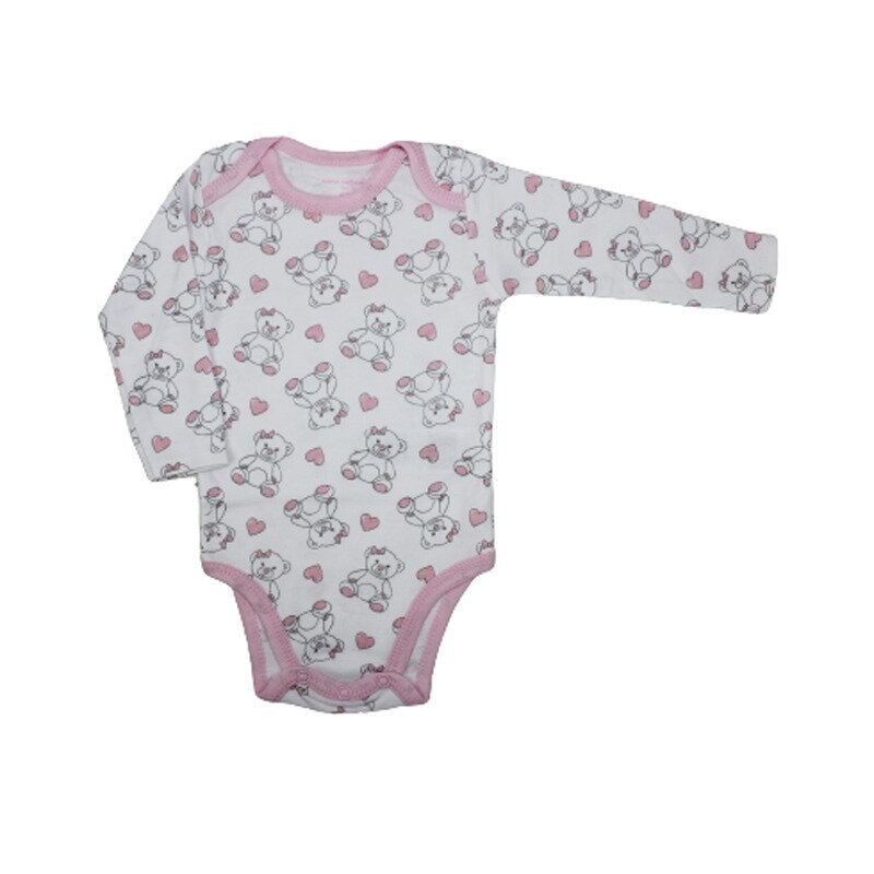 Body maneca lunga, ursuleti si inimioare, alb