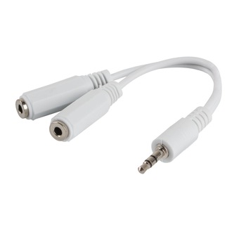 Splitter adaptor audio stereo jack 3.5 mm 3 pini tata la 2 x jack 3.5 mm 3 pini mama, Lanberg 40993, cu cablu 10 cm, alb Splitter adaptor audio stereo jack 3.5 mm 3 pini tata la 2 x jack 3.5 mm 3 pini mama, Lanberg 40993, cu cablu 10 cm, alb