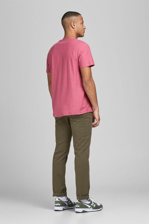 Jack & Jones, Tricou regular fit cu logo brodat, Roz, L