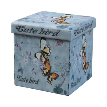 Taburet cu Spatiu Depozitare, 38 x 38 cm, piele ecologica,cute bird Taburet cu Spatiu Depozitare, 38 x 38 cm, piele ecologica,cute bird