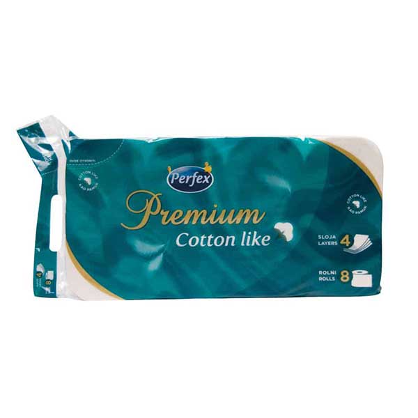 Set 8 role hartie igienica Perfex Cotton parfumata, 4 straturi, 200 foi
