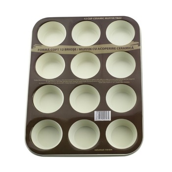 Forma copt 12 briose muffin cu acoperire ceramica Forma copt 12 briose muffin cu acoperire ceramica