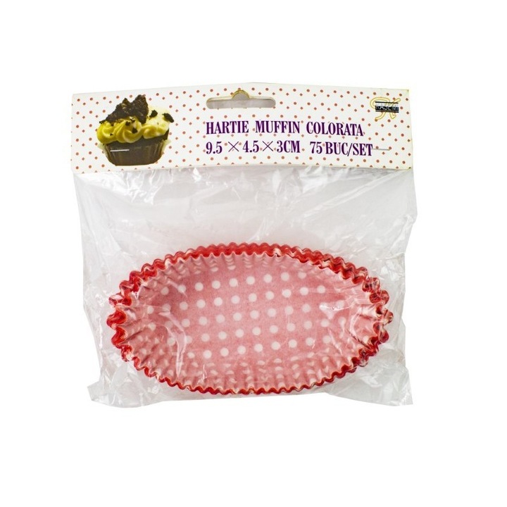 Színes ovális muffin papír, 9,5x4,5x3,9 cm, 75 db/szett, AZHOME