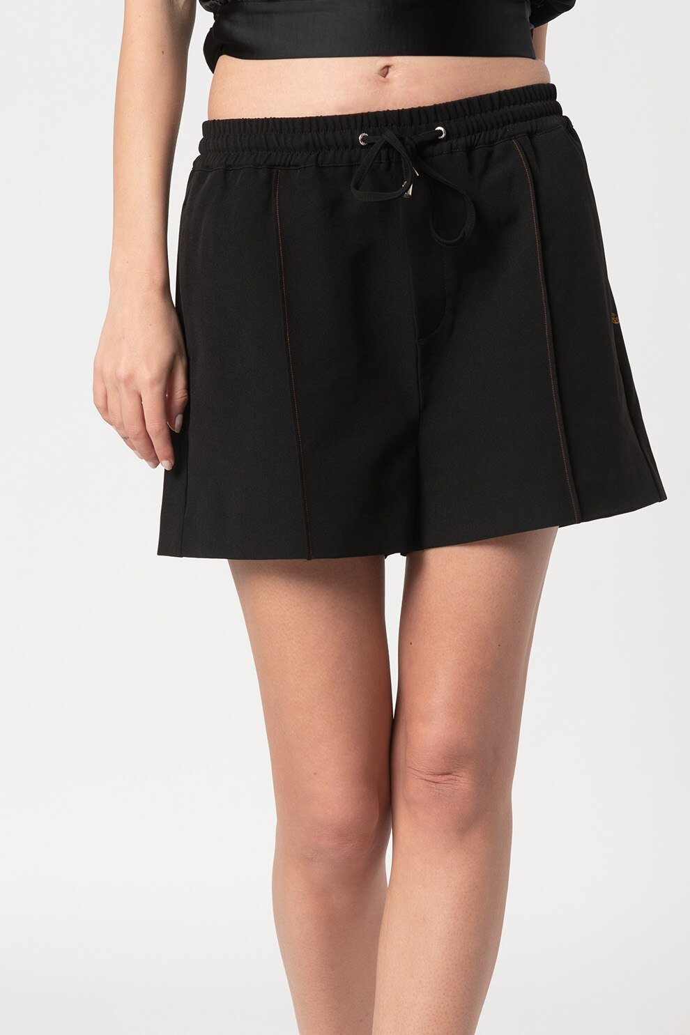 Maison Scotch, Pantaloni scurti cu snur in talie, Negru