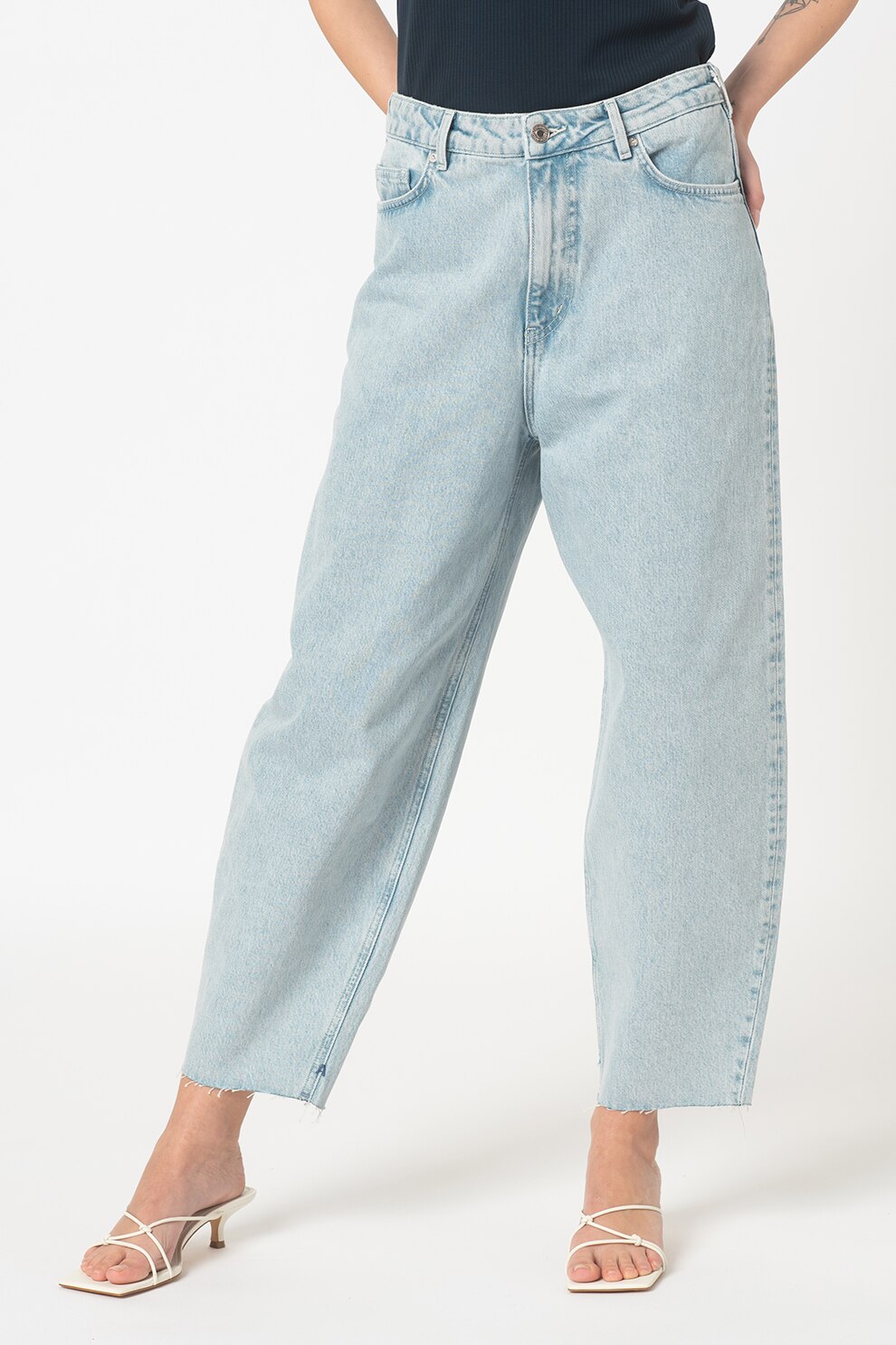 Maison Scotch, Blugi balloon cu talie inalta, Albastru deschis