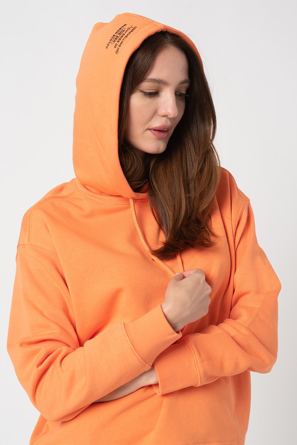 Maison Scotch, Hanorac lejer cu imprimeu grafic pe partea din spate, Roz somon/Crem