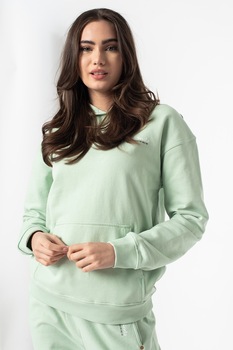 Maison Scotch, Hanorac de bumbac organic cu maneci cazute, Verde menta Maison Scotch, Hanorac de bumbac organic cu maneci cazute, Verde menta