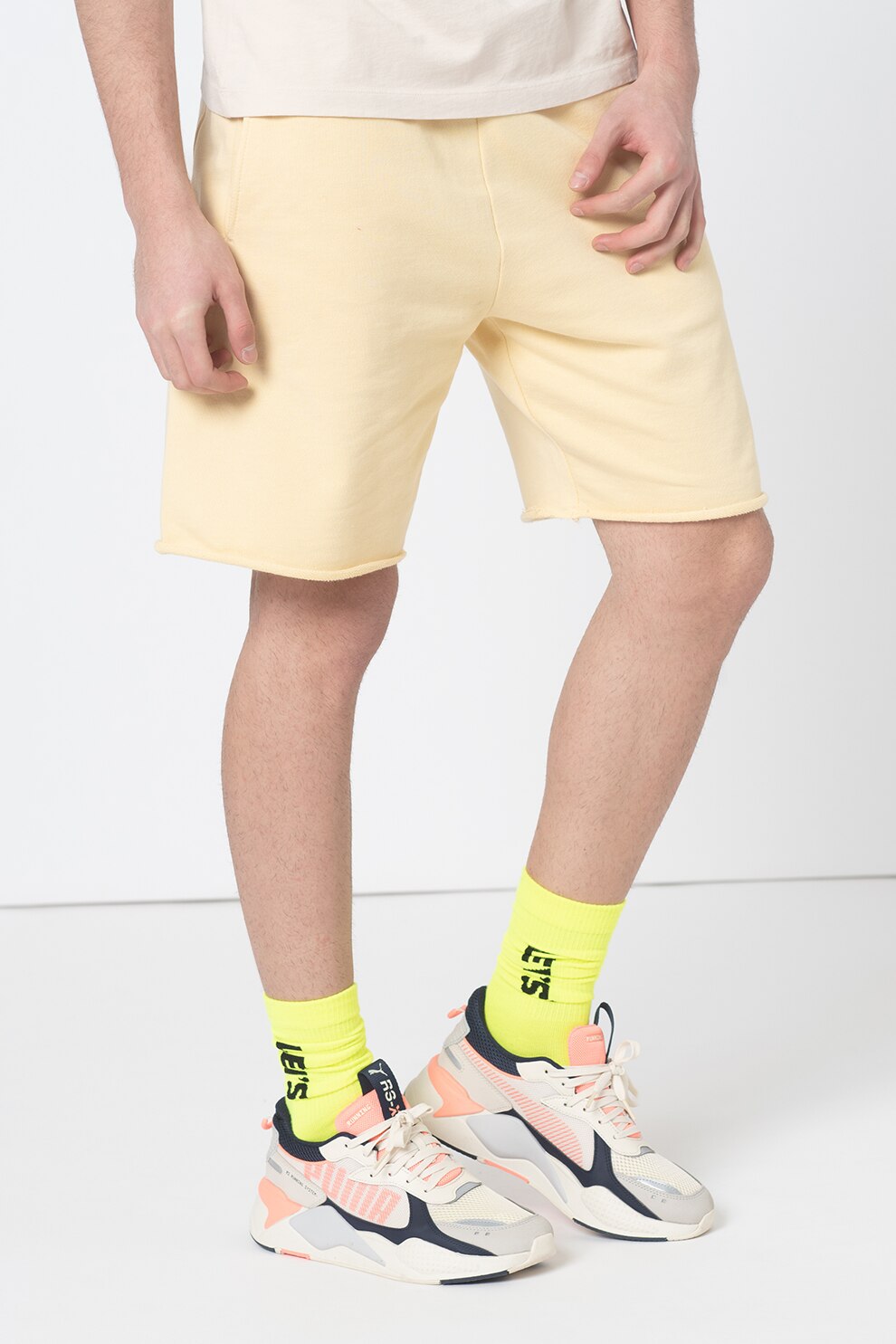 Scotch & Soda, Bermude scurte de bumbac organic, galben pal, 2XL