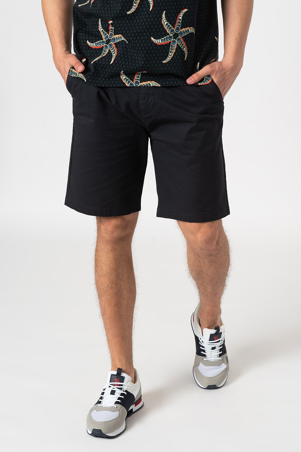 Scotch & Soda, Bermude chino regular slim fit Stuart, Bleumarin inchis