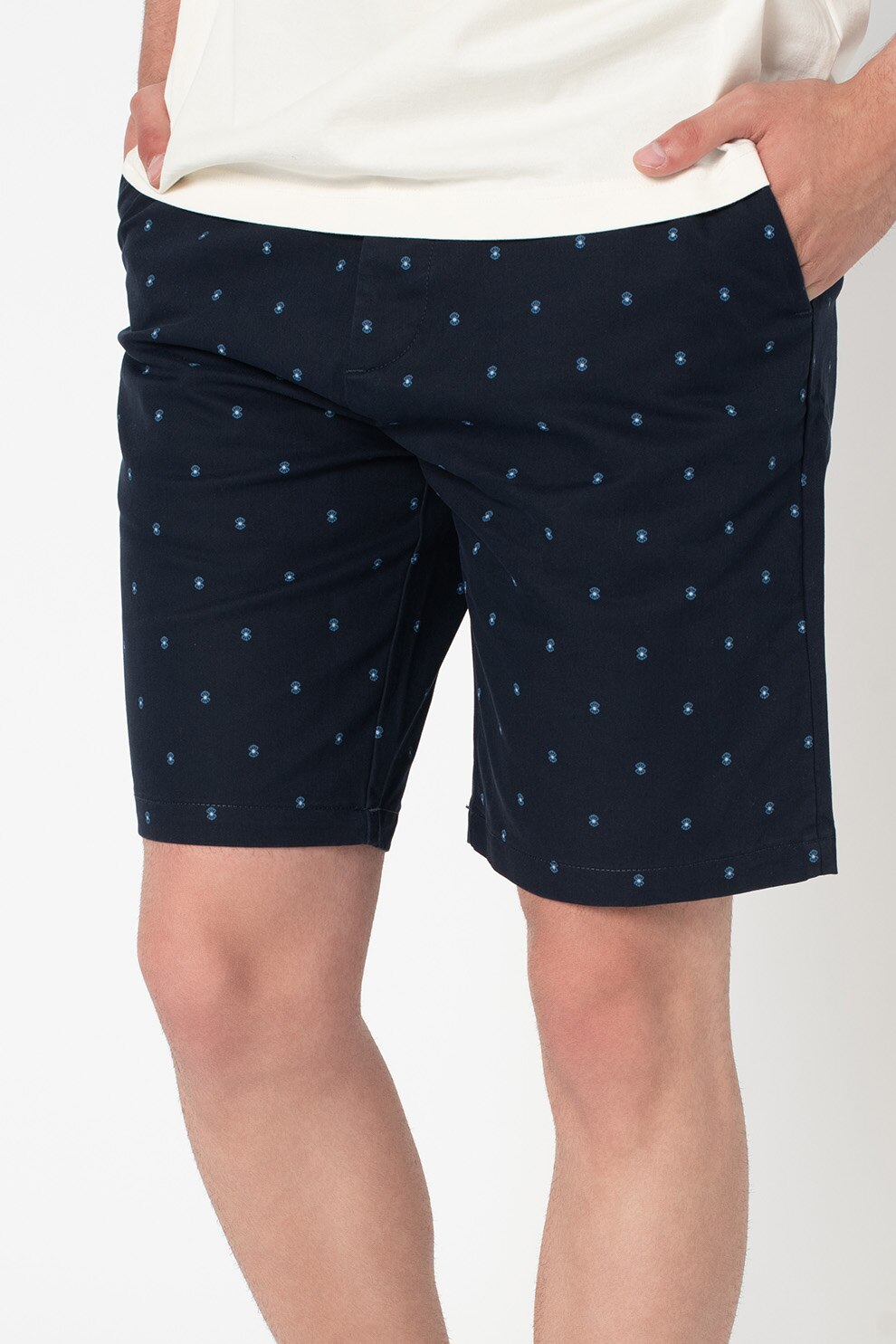 Scotch & Soda, Bermude chino cu imprimeu grafic Stuart, Bleumarin/Albastru lavanda