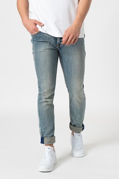 Scotch & Soda, Blugi super slim fit cu aspect decolorat, Albastru deschis, W33-L32 Scotch & Soda, Blugi super slim fit cu aspect decolorat, Albastru deschis, W33-L32