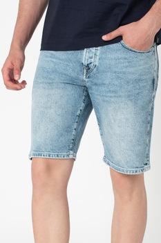 Scotch & Soda, Pantaloni scurti de denim cu aspect decolorat, Albastru prafuit/alb prafuit Scotch & Soda, Pantaloni scurti de denim cu aspect decolorat, Albastru prafuit/alb prafuit