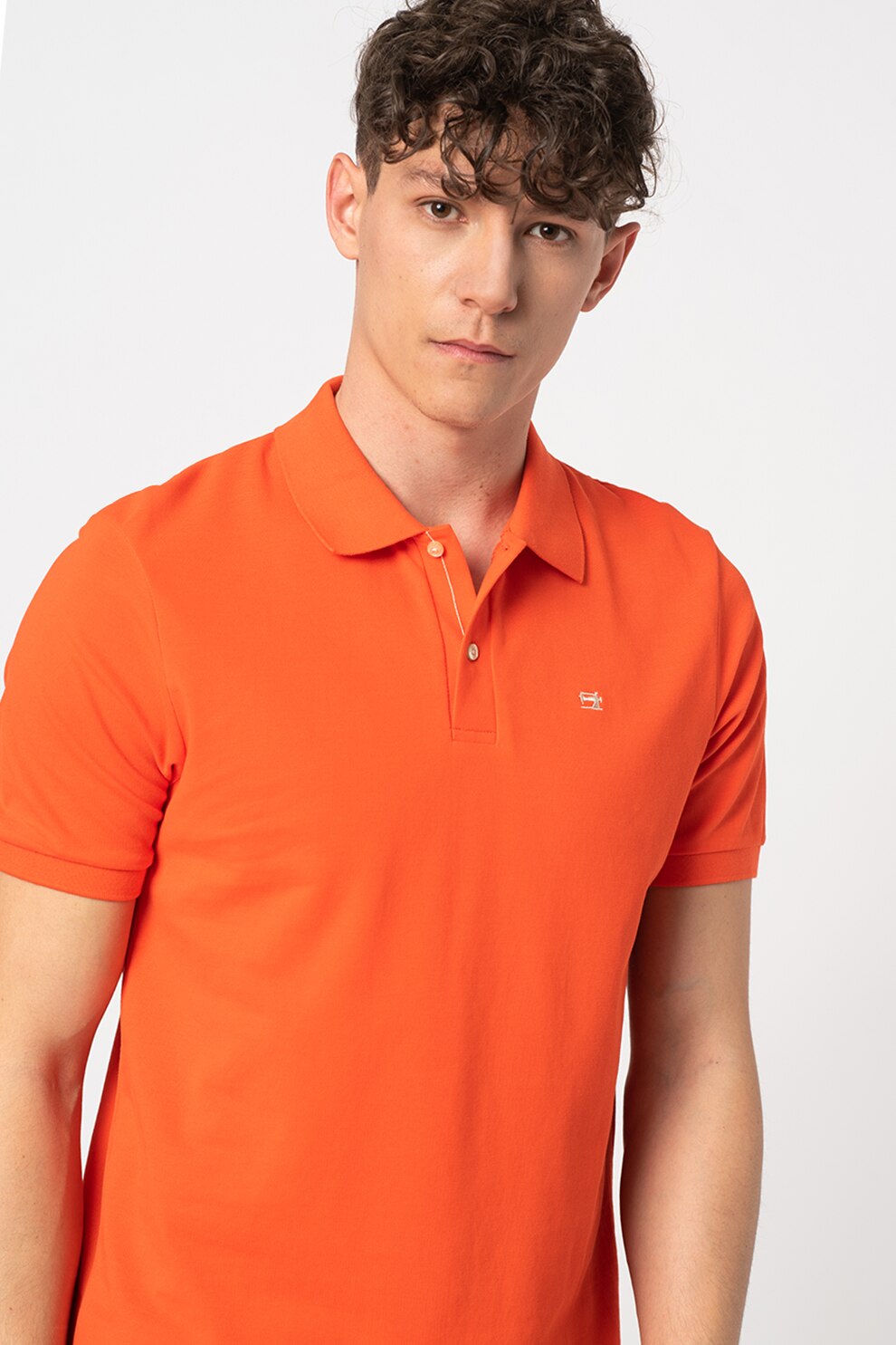 Scotch & Soda, Tricou polo de bumbac organic cu logo, Rosu, 2XL