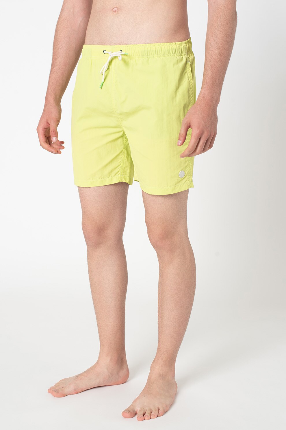 Scotch & Soda, Pantaloni scurti de baie cu snur in talie, Verde deschis