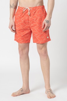 Scotch & Soda, Bermude de baie cu model grafic, Oranj mandarina/Bej Scotch & Soda, Bermude de baie cu model grafic, Oranj mandarina/Bej