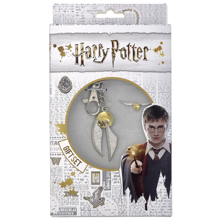 Harry Potter Szett Kulcstartó + jelvény Golden Snitch