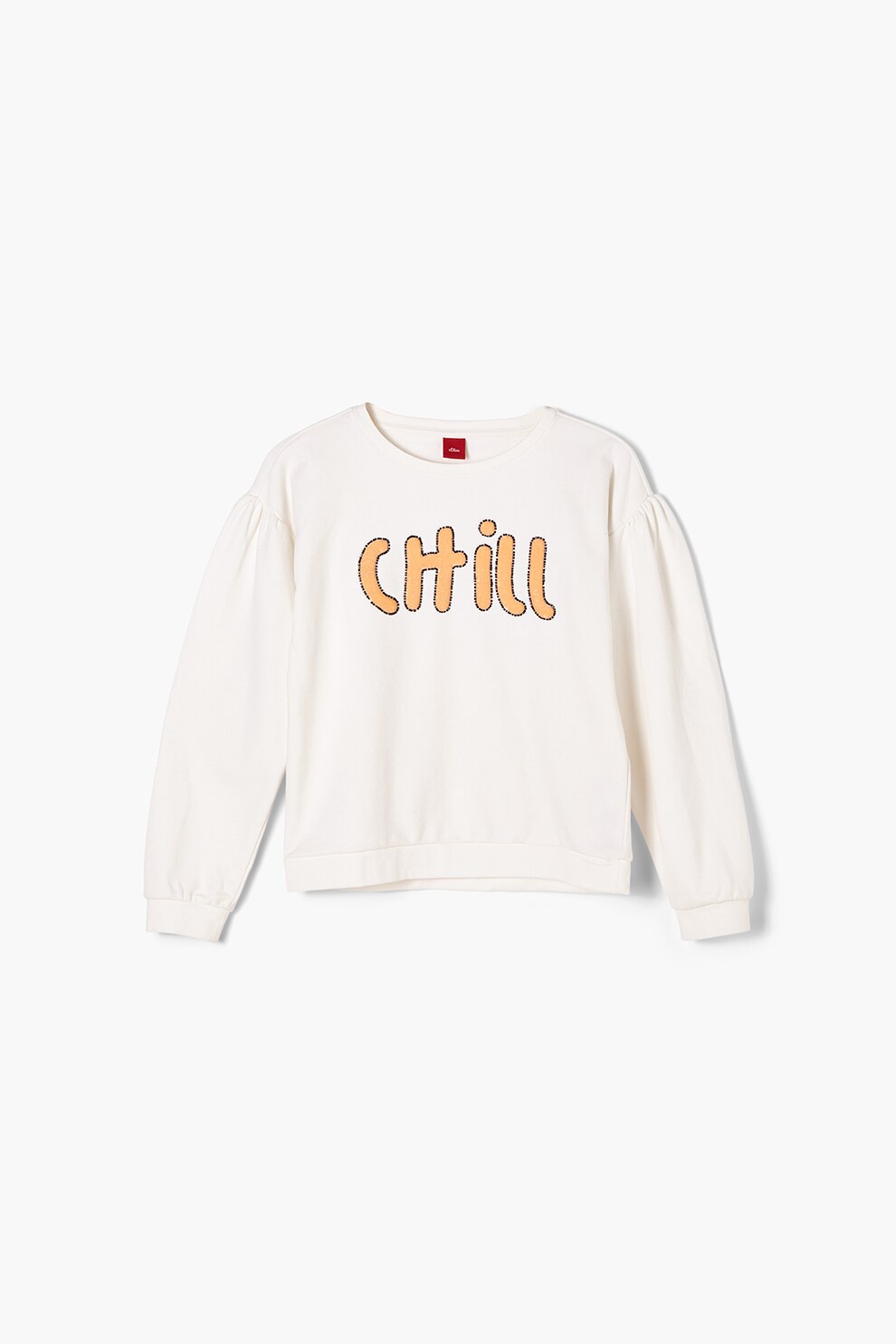 s.Oliver, Bluza sport cu aplicatie text cu paiete, Alb