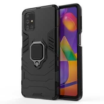 Husa compatibila cu Samsung Galaxy A12 Armor Rugged Ring Black Husa compatibila cu Samsung Galaxy A12 Armor Rugged Ring Black