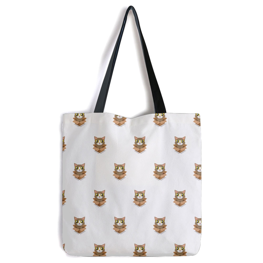 Geanta Tote Bag pentru Copii, Art Kids, Pisicuta cu ochi mari din cutie,  Model Multicolor, 40 x 50 cm