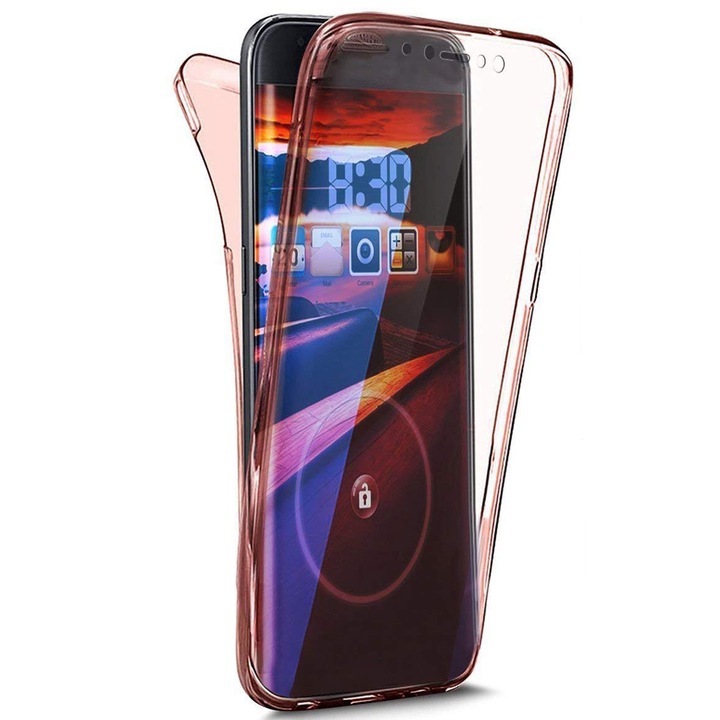Husa de protectie 360°, United Case, TPU, Pentru iPhone X / XS​​​​​​​, Roz/Auriu