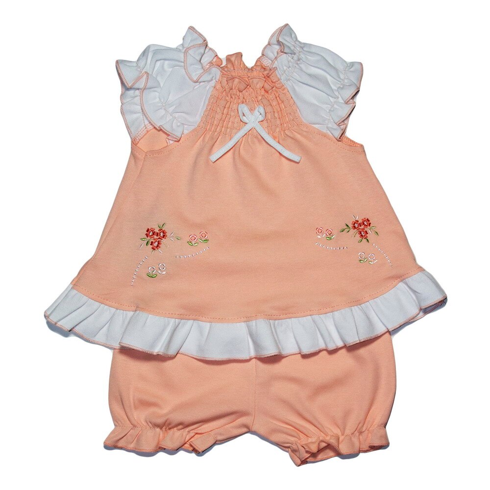 Compleu fetite vara, Pifou, 3-4 luni, piersica