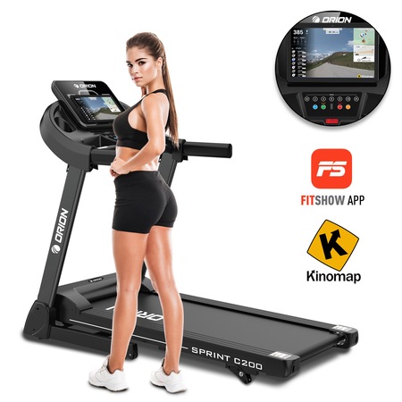 Banda de alergat electrica Orion Sprint C200, bluetooth, FitShow, Kinomap, putere maxima 2.5CP, greutatea maxima a utilizatorului 110kg, senzori puls manual, port MP3