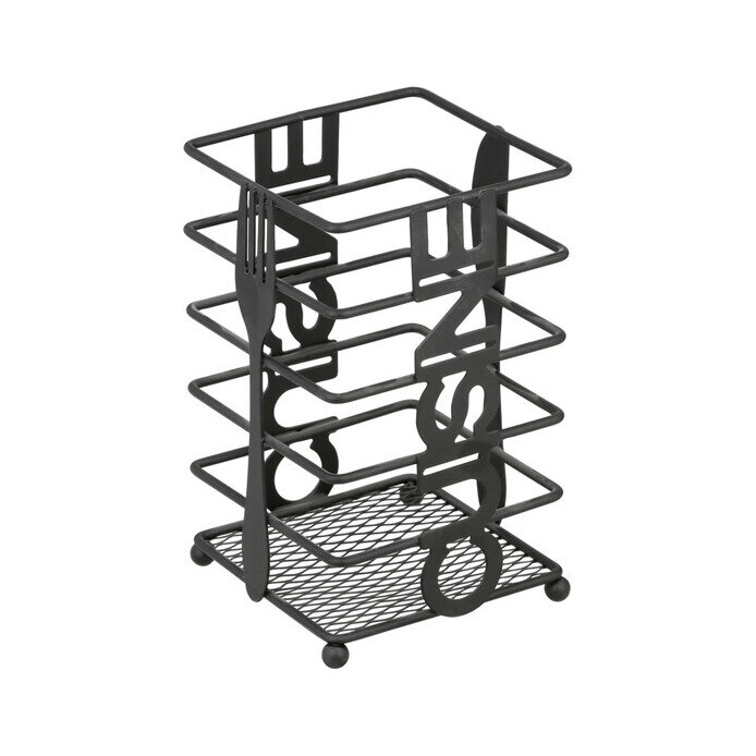 Uscator tacamuri metal, 10x10x16cm, negru