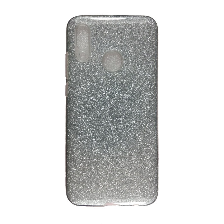 Husa compatibila cu Huawei P Smart 2019, Silicon cu sclipici Glitter , Argintiu